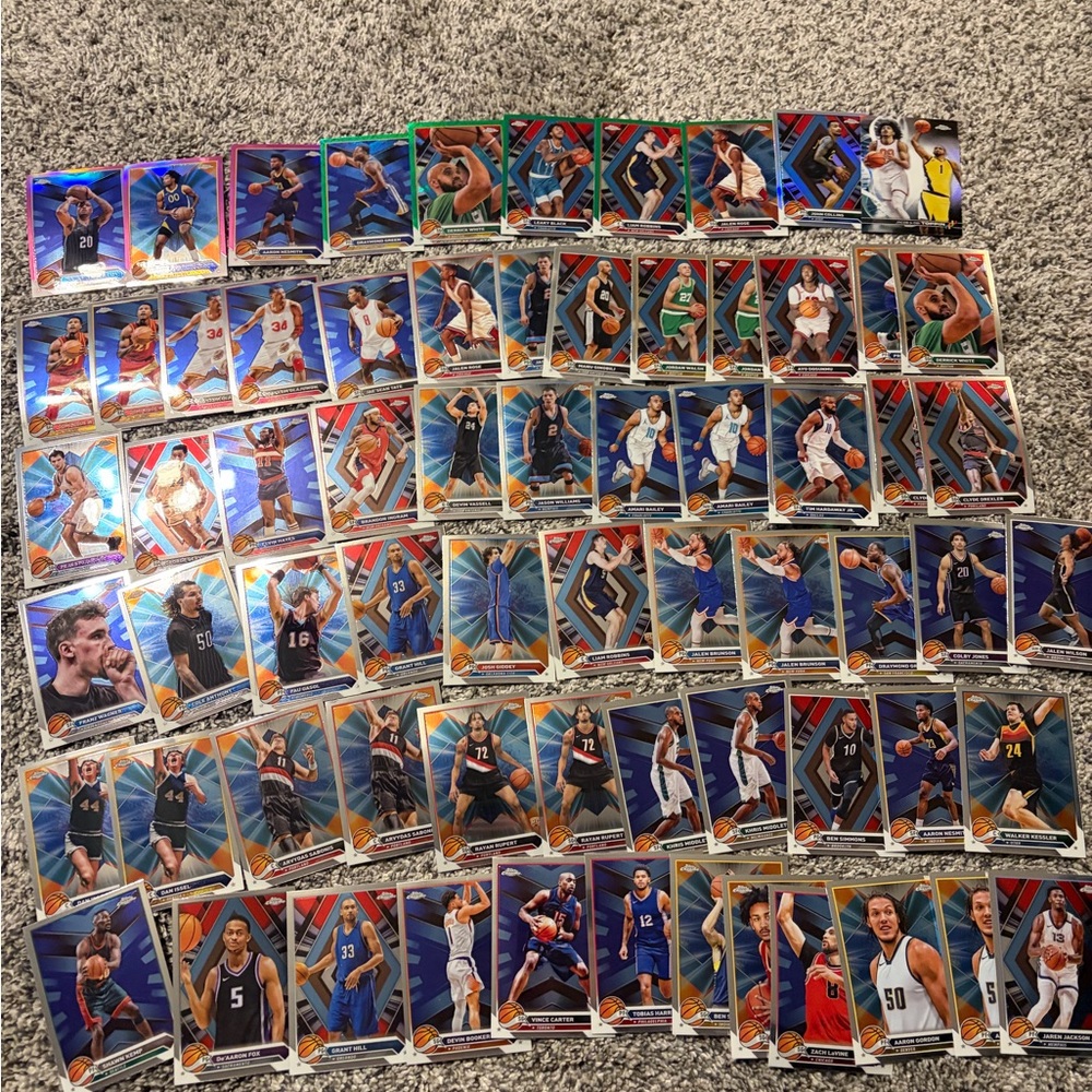 Lot of 67 Topps Chrome 2023-24 Basketball cards w/inserts & rookies & parallels